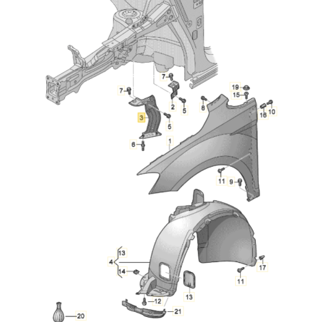 Support d'aile avant VW Touran 2016-