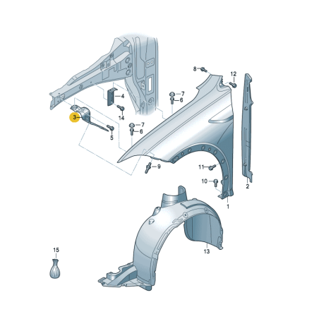 Support de fixation d'aile avant VW Taigo 2022-