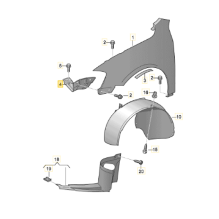 Support de fixation d'aile avant VW Passat B7 2011-2015