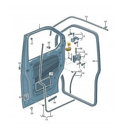 Passe-câble de porte avant gauche montant A VW T5 2005-2015 T6 2016-