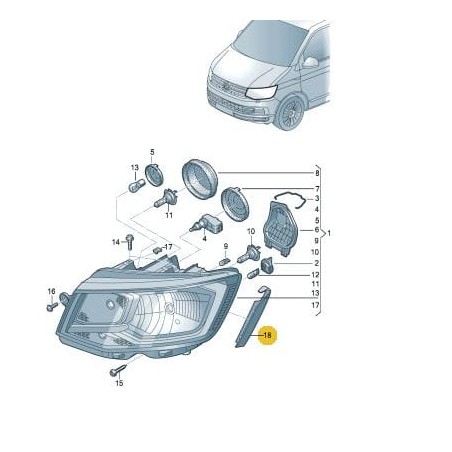 Support de phare VW T6 2016-