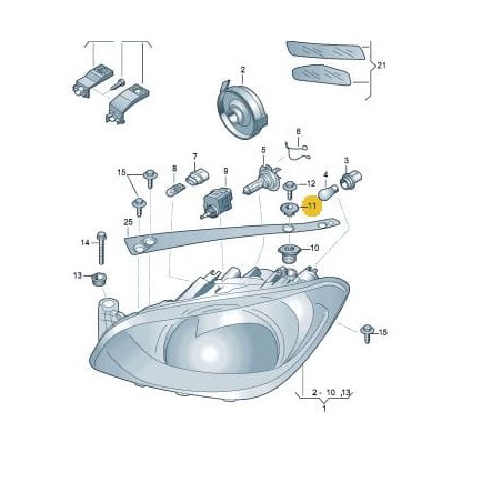 Adaptateur de support supérieur de phare VW SEAT