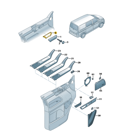 Poignée de porte intérieure Volkswagen T5