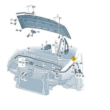 Câble de verrouillage de couvercle - arrière VW Caddy Touran 2011-2015