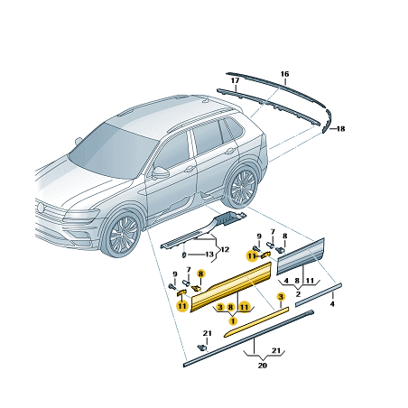 Baguette inférieure de porte avant avec chrome VW Tiguan Seat Tarraco