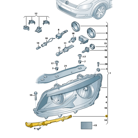 Support pour pare-chocs avant VW Caddy 2011-2015/ Touran 2011-2015