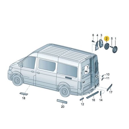 Montage du support d'emblème de porte arrière VW CRAFTER 2016-