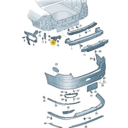 Support de fixation pare-chocs arrière VW Passat B8 limousine 2015-