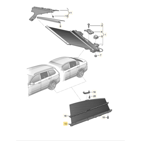 Pare-soleil latéral de porte arrière VW Passat B8 Variant 2015-