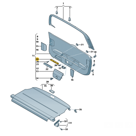 Poignée intérieure du couvercle arrière VW Passat B8 Variant