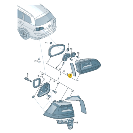 Cache de lampe intérieure feu arrière VW Golf VII Variant 2014-2020