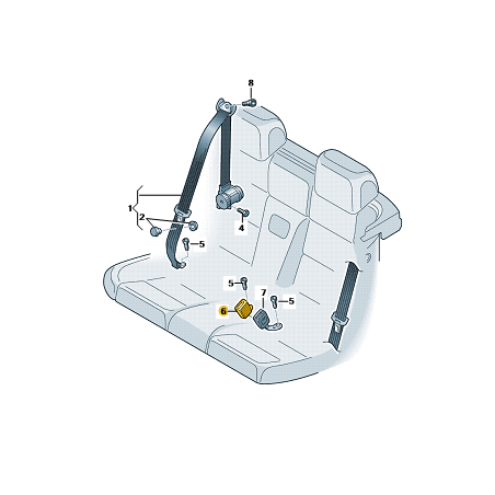 Fixation de ceinture arrière avec capteur VW Up! Skoda Citigo Seat Mii