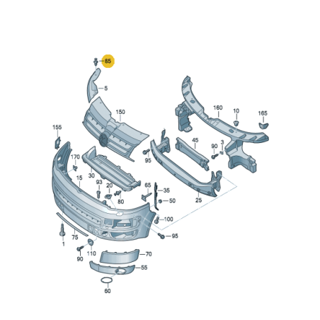 Cache supérieur de phare avant droit VW T5 FL 2010-2015