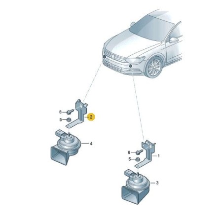 Support de signal sonore droit basse tonalité VW Passat B8