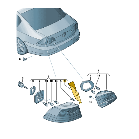 Cache de garniture de feu arrière VW Passat B7 limousine 2011-2015