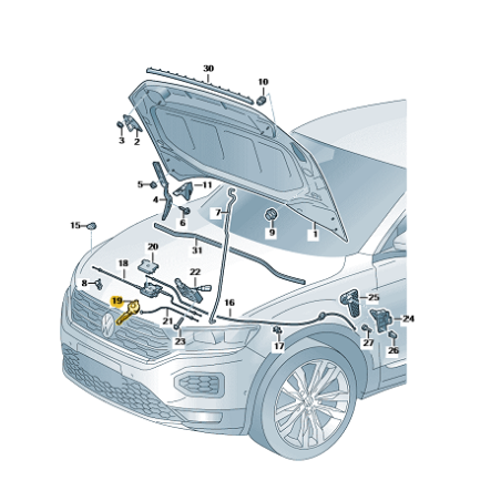 Déverrouillage capot manipulateur VW T-Roc