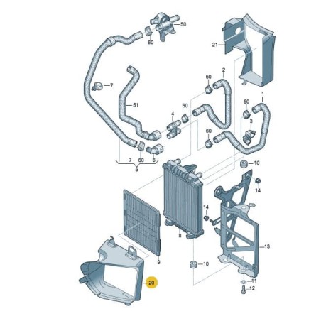 Conduit d'air pour deuxième radiateur Seat Leon 2013-2016 2.0 TSI