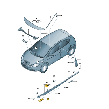 Cache point de levage avant Seat Leon 1P 2006-2010 Linea R