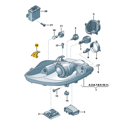 Kit de réparation support de phare supérieur Seat Altea Leon Toledo