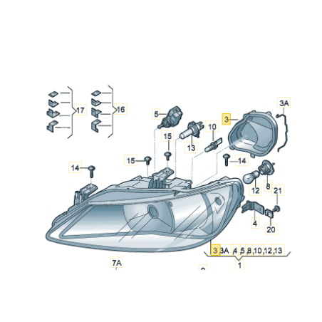 Cache-poussière de phare Seat Ibiza 2009-2015