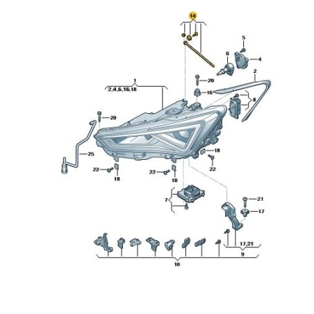 Kit de réparation de réglage de hauteur de phare LED Seat Leon Tarraco Cupra Formentor