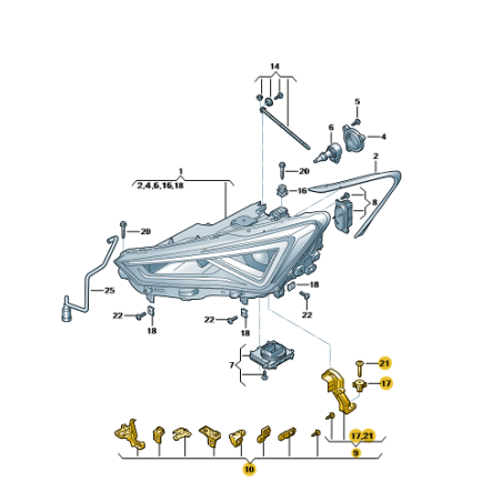 Kit de réparation de phare boîtier de phare Seat Tarraco 2019-