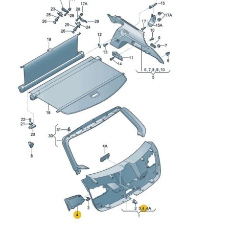 Cache latéral pour garniture de hayon SEAT LEON III ST 2013-2020