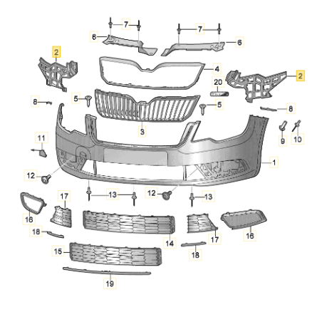 Support de fixation du pare-chocs avant Skoda Superb II FL 2013-2015