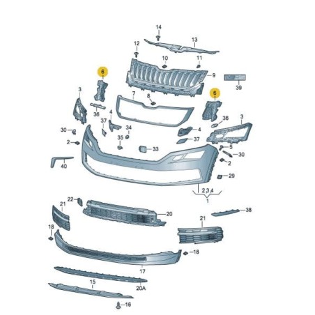 Support de grille de pare-chocs avant Skoda Kodiaq