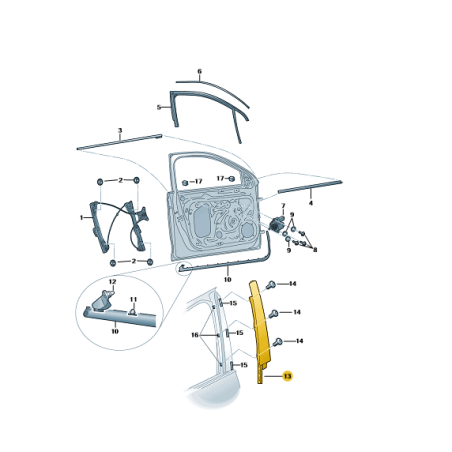 Cache de garniture de montant B de porte avant SKODA Octavia III 2013-2020