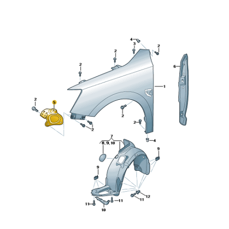 Support de fixation d'aile avant Skoda Fabia III 2015-