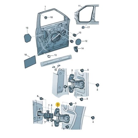 Charnière de porte inférieure avant/arrière SKODA Fabia Roomster