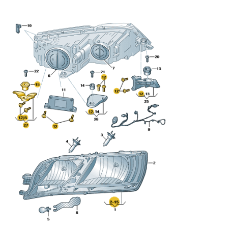 Support de phare SKODA Octavia III FL 2018-2020