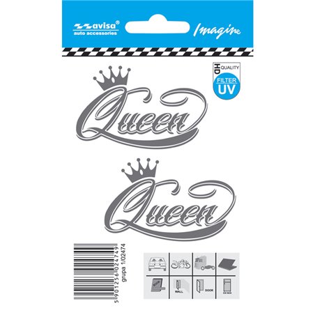 Autocollant AutoTattoo QUEEN 2-pièces - 6,3x4cm