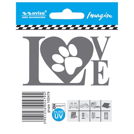 Autocollant AutoTattoo LOVE paw - 7,7x4,4cm