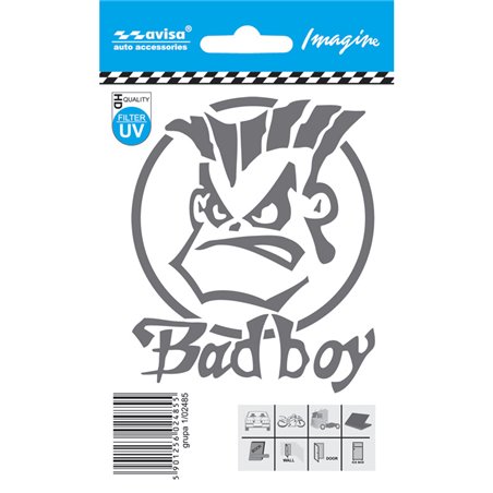 Autocollant AutoTattoo BAD BOY silver - 8,1x9,8c