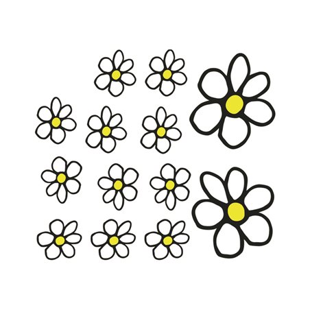 Autocollant Flowers - blanc/jaune - 13.5x15.5cm