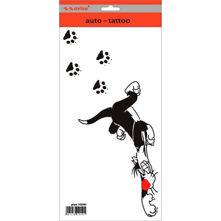 Autocollant AutoTattoo Leopold Cat + Traces - 14x29cm