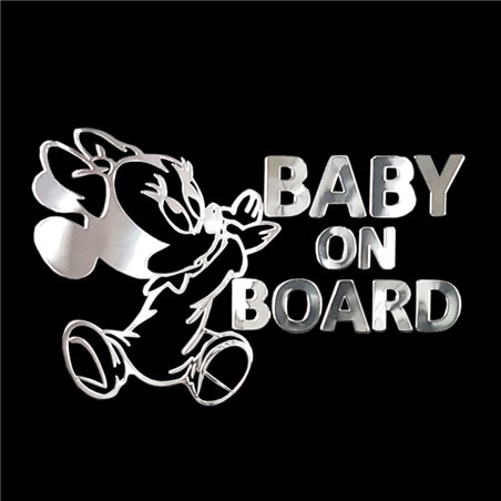 Autocollant Nickel 'BABY ON BOARD Minnie' - 90x58mm