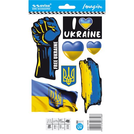 Autocollant AutoTattoo I love UKRAINE/mini collection - 12,5x17,1cm