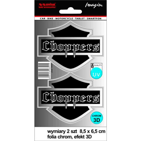 Autocollant AutoTattoo Choppers 3D Chrome - 8,5 x 6,5cm