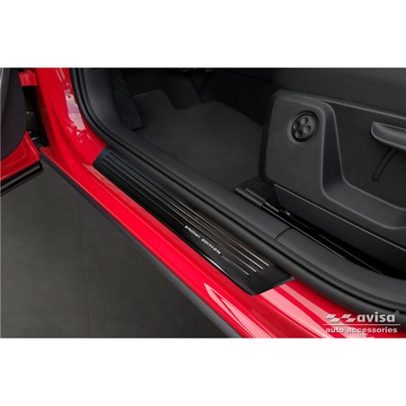 Seuils de portes inox noir sur mesure pour Audi Q2 Facelift 2020- 'Special Edition' - 4-pièces