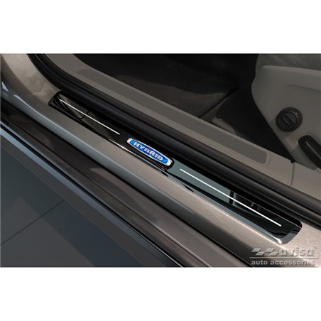 Seuils de portes inoxydable noir luisant sur mesure pour Volvo V90 2016- 'Hybrid' - 4-pièces