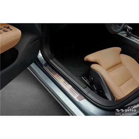 Seuils de portes inoxydable sur mesure pour Volvo S60 III & V60 II 2018- - 'Lines' - 4-pièces