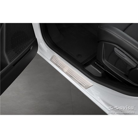 Seuils de portes inox sur mesure pour Renault Express Furgon 2021- 'Lines' - 2-pièces