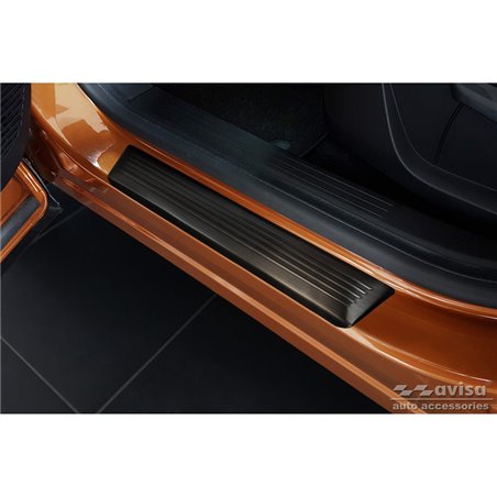 Seuils de portes inox noir sur mesure pour Renault Captur II 2020- & Mitsubishi ASX II 2023- 'Lines' - 4-pièces