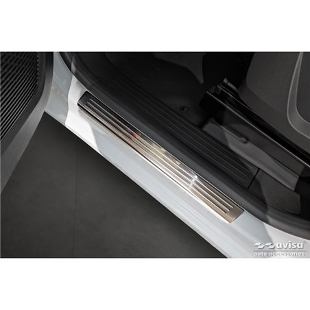 Seuils de portes inox sur mesure pour Renault Kangoo III & Nissan Townstar & Mercedes Citan 2021- - 'Lines' - 4-pièces (pour tou