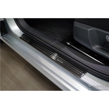 Seuils de portes inoxydable noir sur mesure pour Skoda Fabia IV Hatchback 2021- 'Special Edition' - 4-pièces