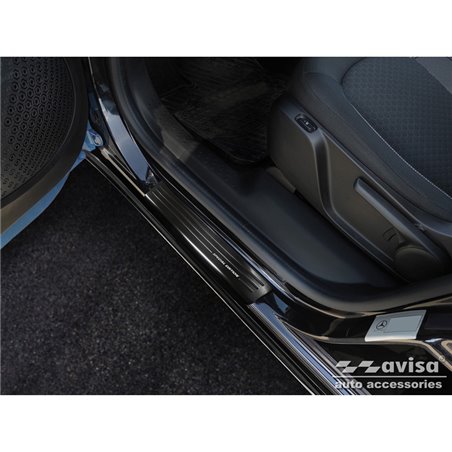 Seuils de portes inox noir sur mesure pour Smart ForFour (W453) 2014-2020 & FL 2020- incl. EQ 'Special Edition' - 4-pièces