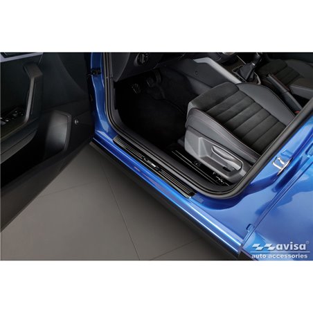 Seuils de portes inoxydable noir luisant sur mesure pour Seat Arona 2017-2021 & FL 2021- - 'Exclusive' - 4-pièces